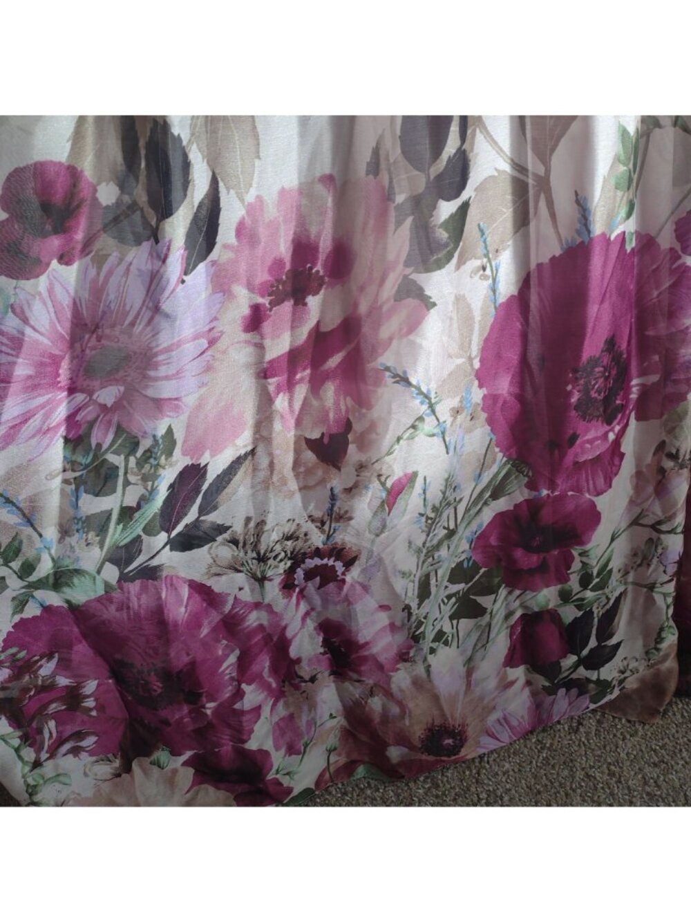 Adrianna Papell Floral Chiffon Formal Dress 12 Beige Magenta Glam Prom Dress - Picture 8 of 12